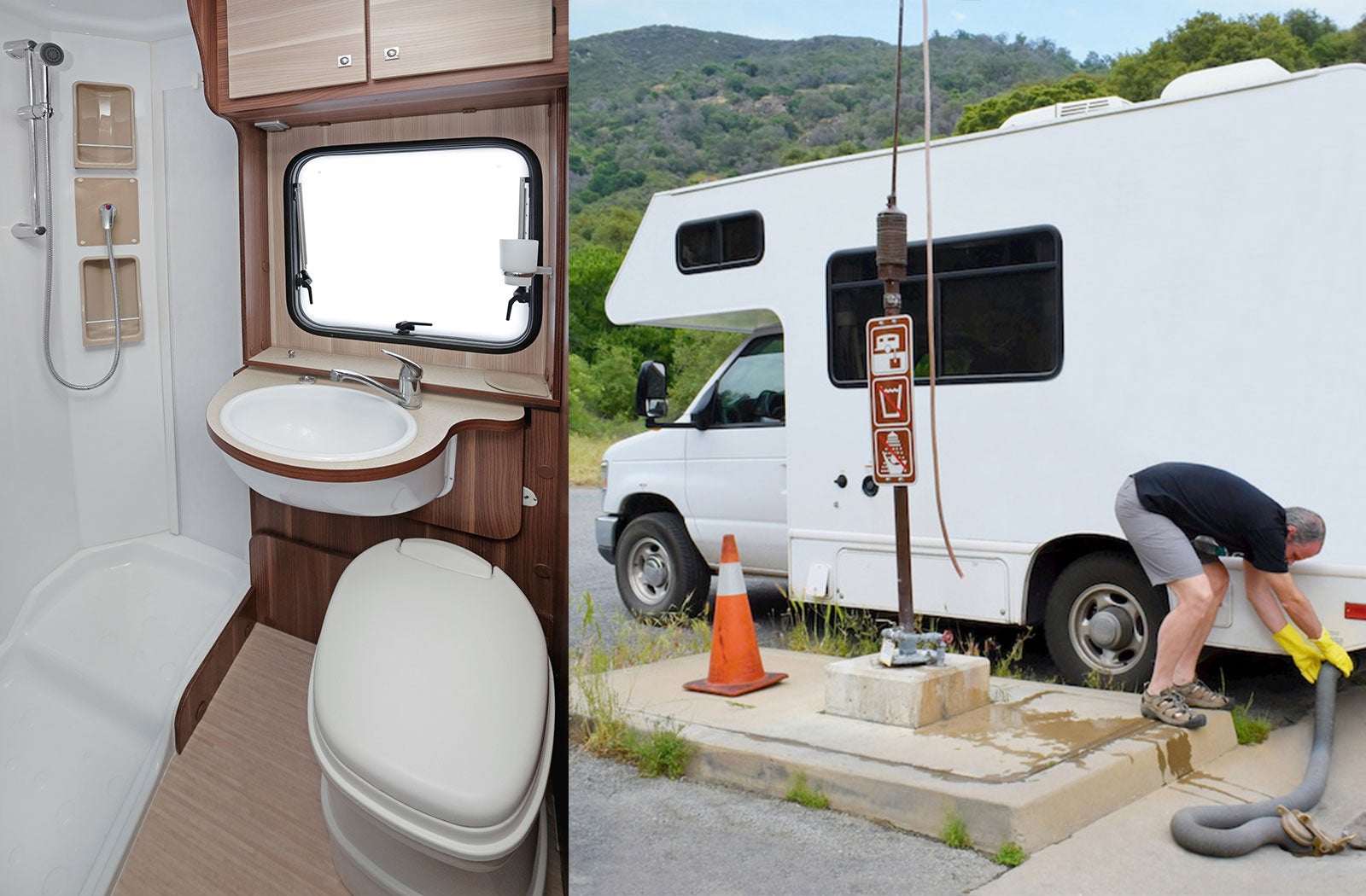 Portable RV/camper toilet and holding tank setup in Pleasant Hill, California