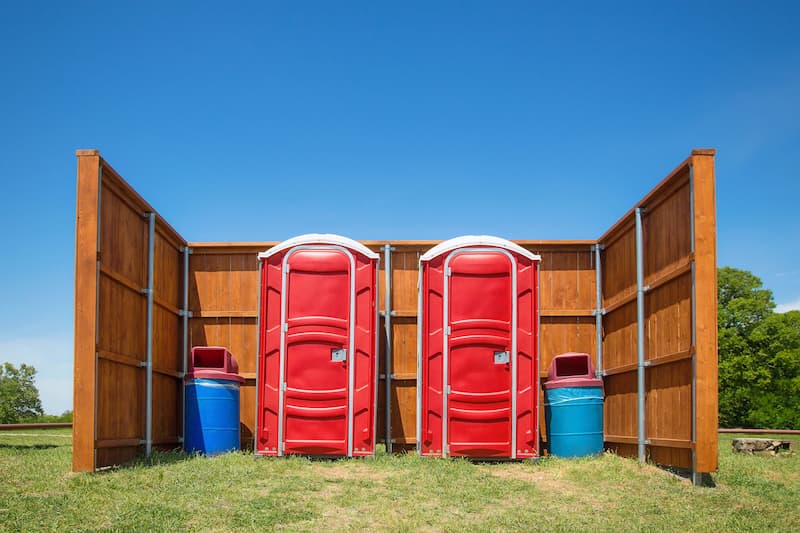 Short-term porta potty units staged for delivery in Pleasant Hill, California